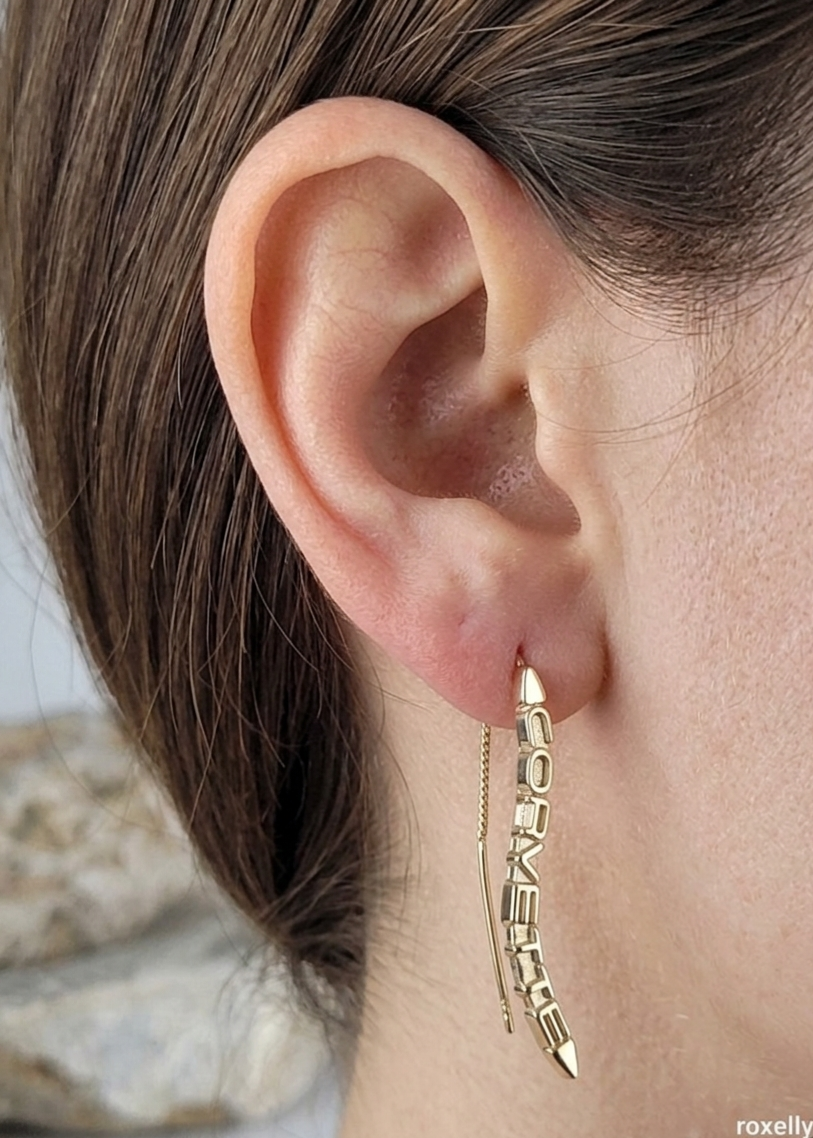 14k Solid Yellow Gold Corvette Earrings
