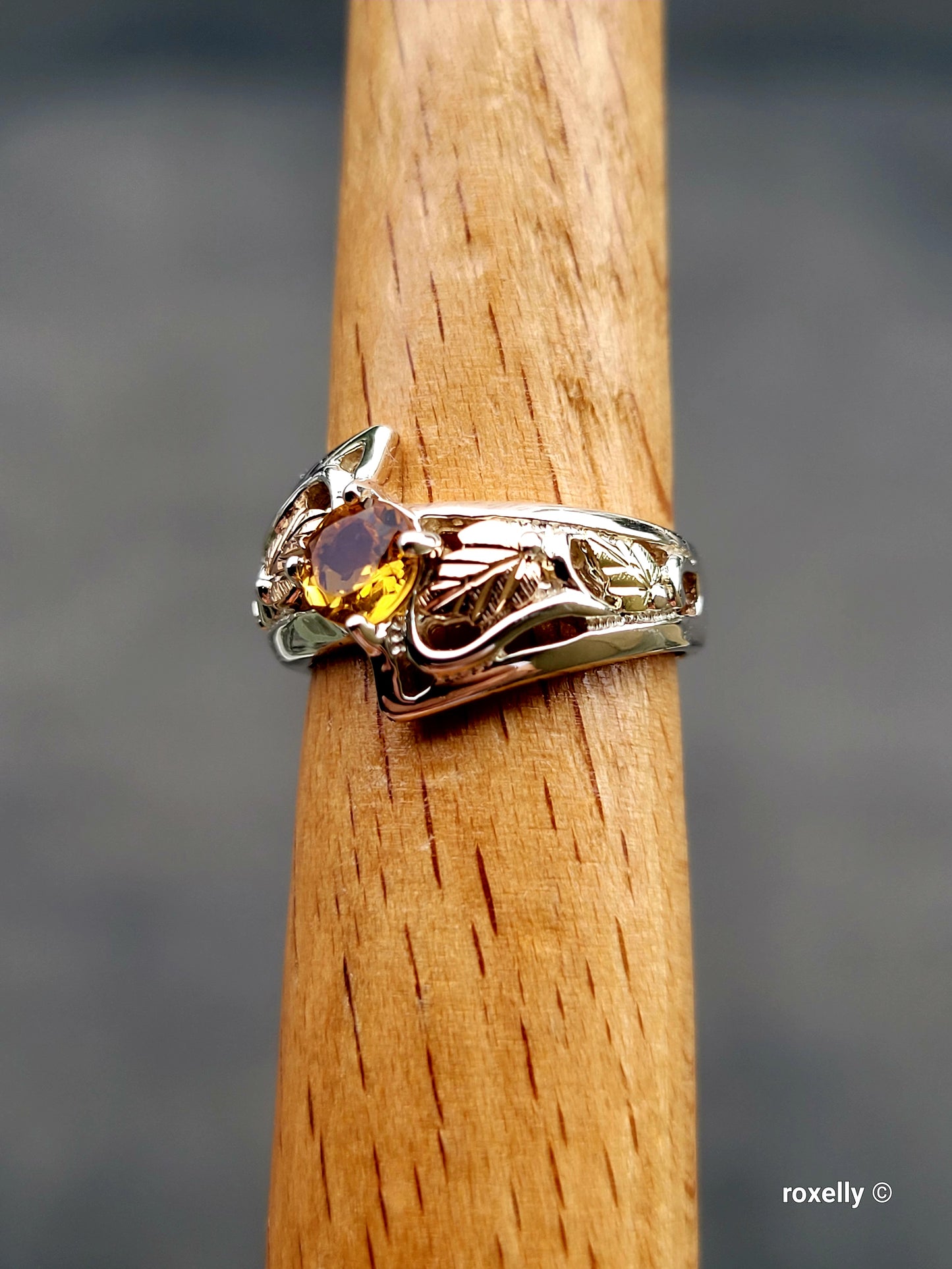 ❤️12k Solid Gold & Sterling Silver Ring Size 5 Citrine Black Hills Style!