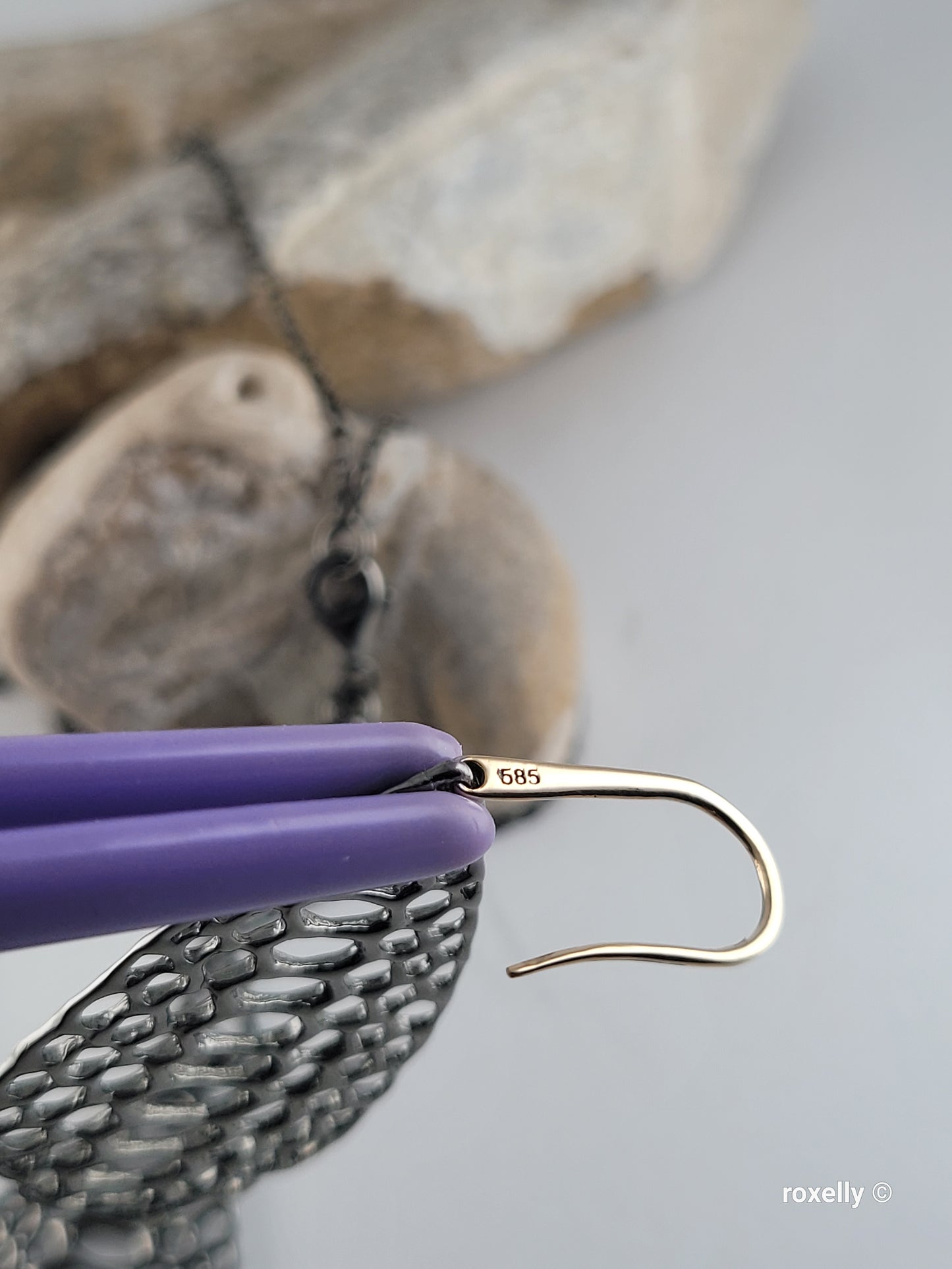 ❤️ Oxidized Sterling Silver Earrings Necklace Set, Designer Mesh Drop, the hooks are 14k Gold