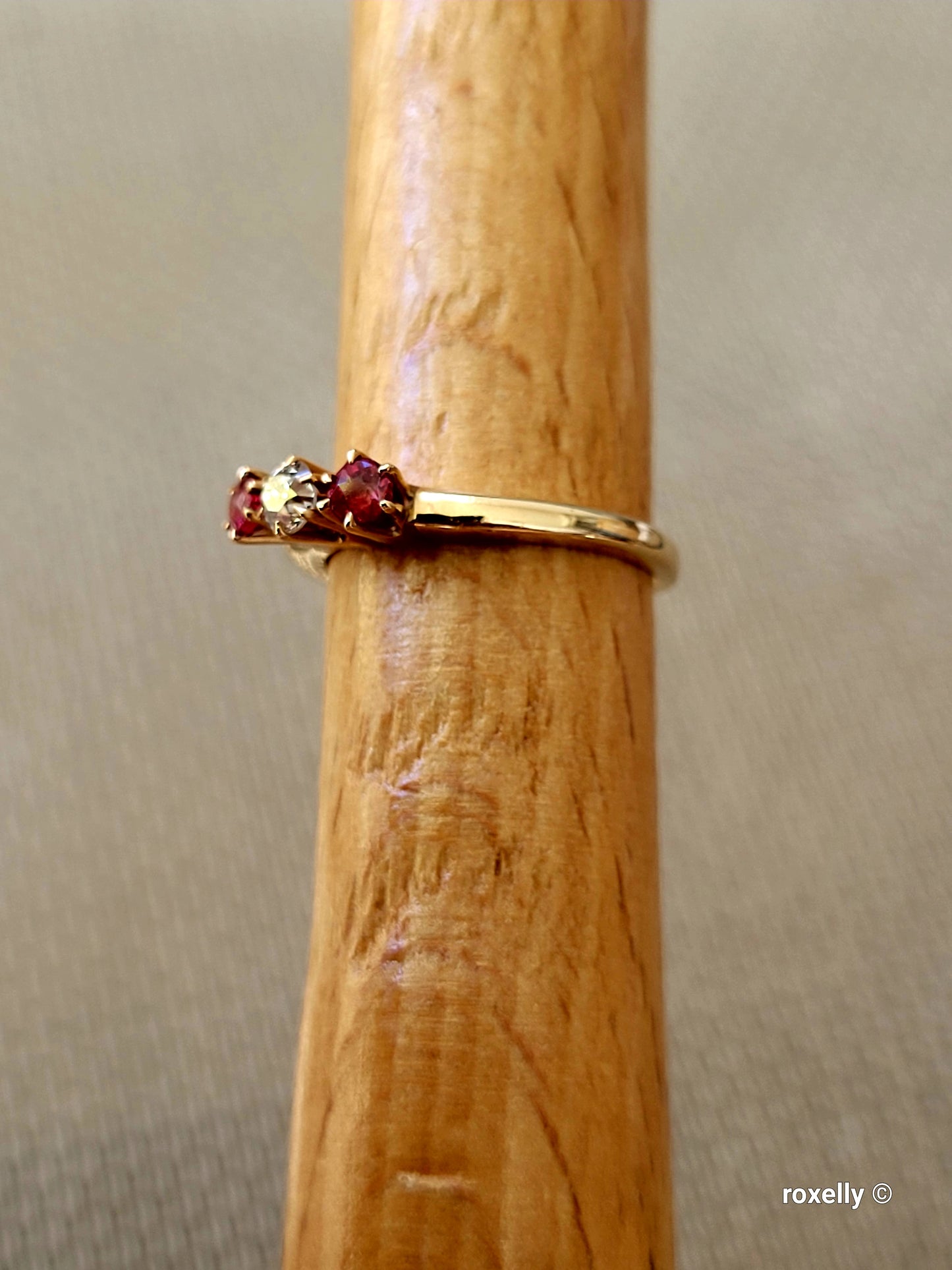 ❤️14k Size 4 Fancy Solid Yellow Gold Diamond and Pink Tourmalines Ring!