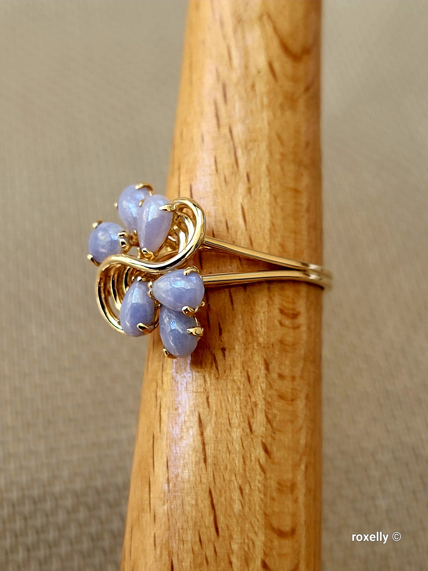❤️14k Size 7.25 Precious Solid Yellow Gold Flower-Shaped Lavender Gemstone Ring!
