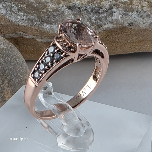 Le Vian 14K Rose Gold Morganite and Vanilla Diamonds Ring Size 6.75