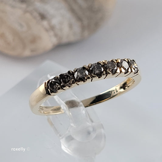 14K Yellow Gold Genuine Diamonds Band Ring Size 7.75 - Solid Gold