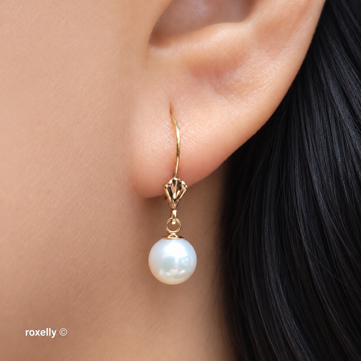 14K Yellow Gold Fresh-Water Pearl Earrings - Solid Gold!