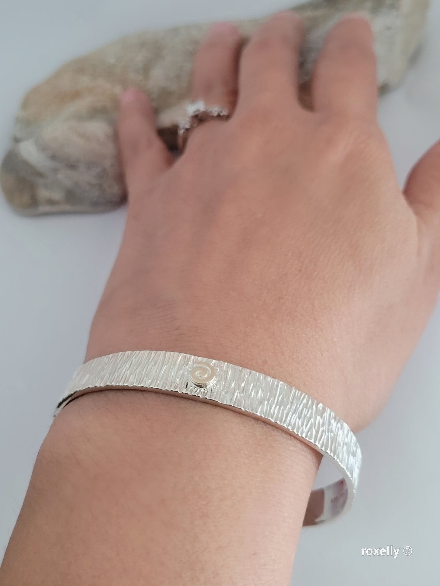 ❤️Sterling Silver Cuff Bracelet with a 14k Gold Swirl in the Center!