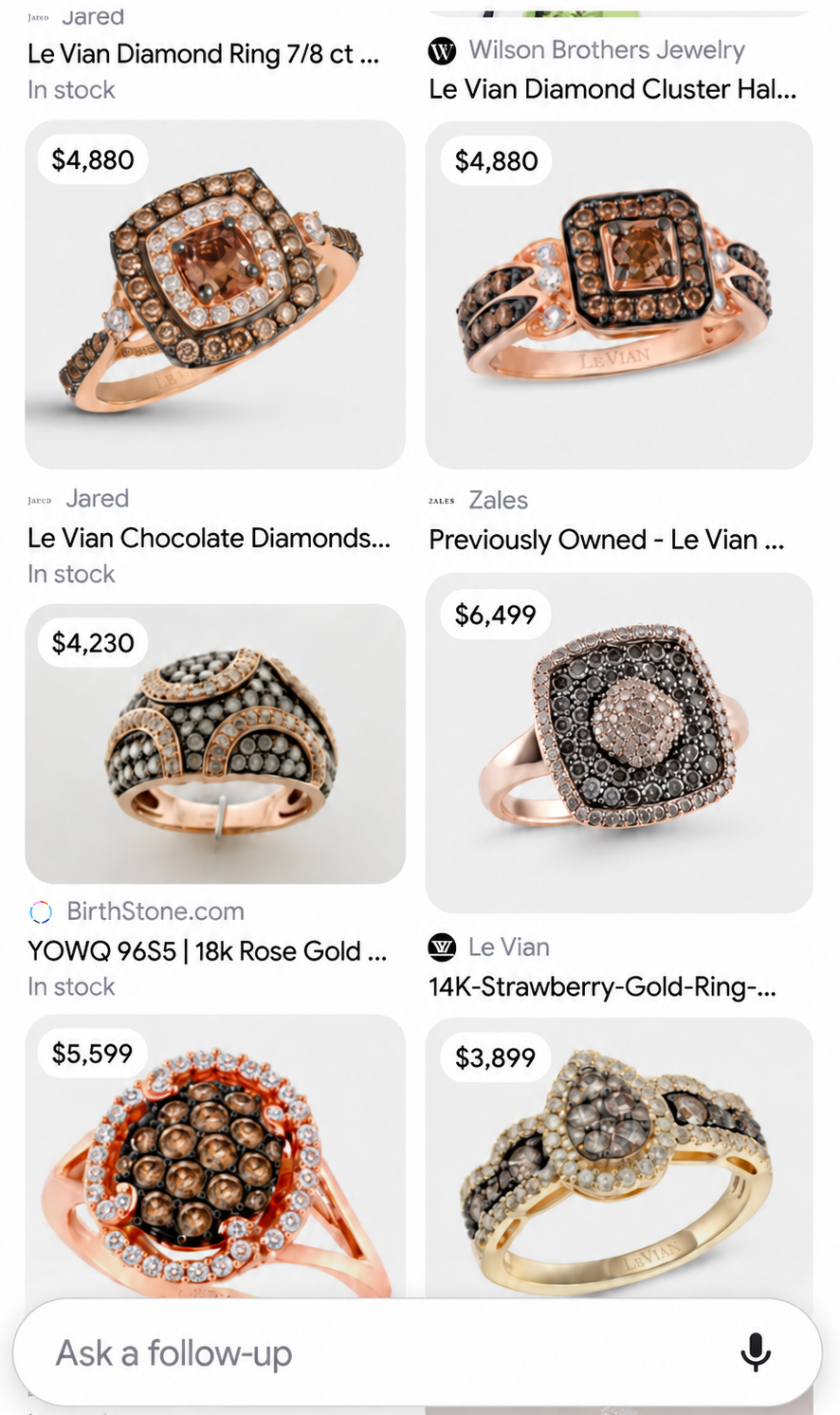 $6500 LeVian 14K Rose Gold Genuine Chocolate & Vanilla Diamonds Ring Size 7 - Solid Gold!
