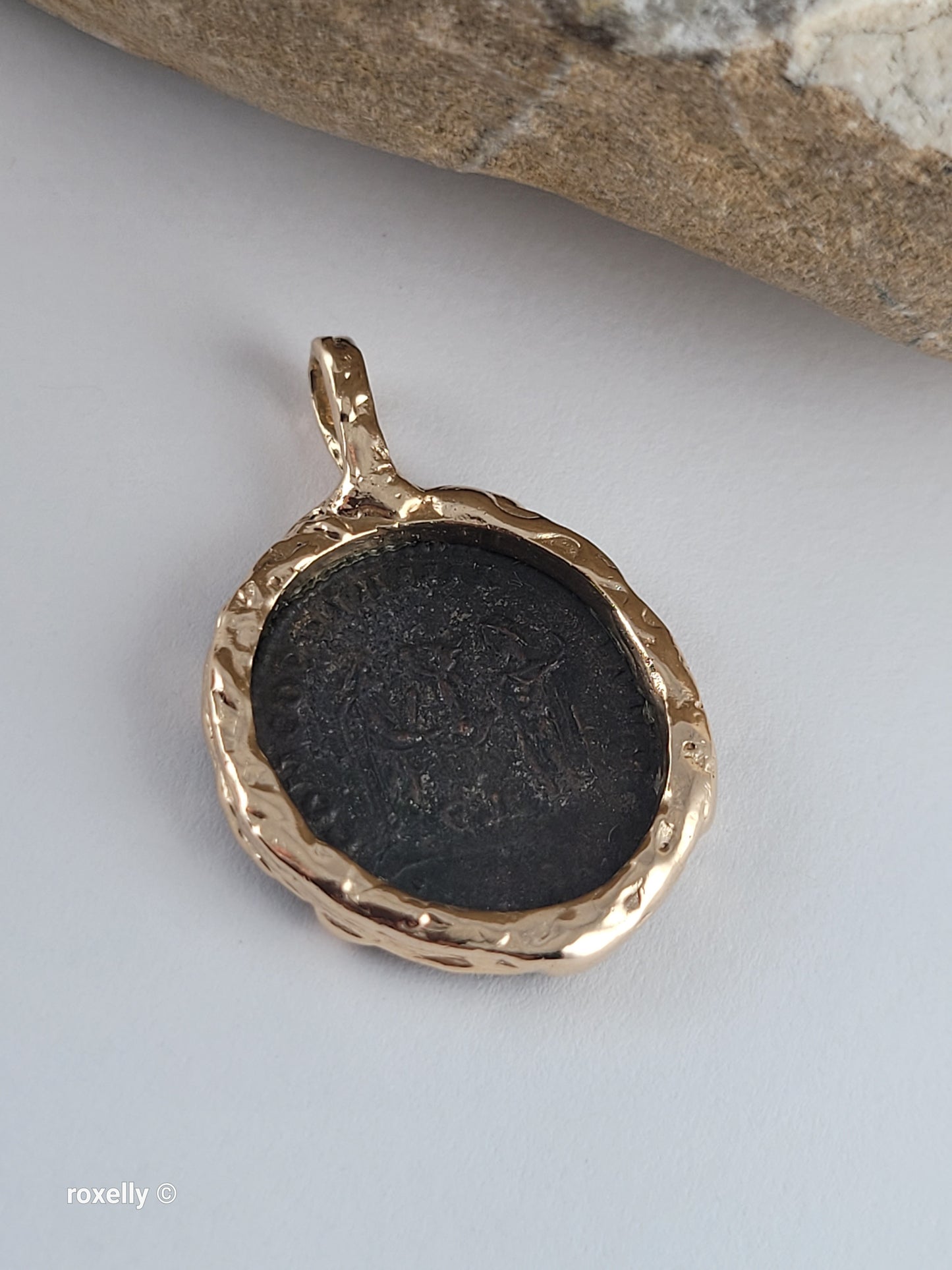 Vintage 14K Solid Gold Ancient Roman Coin Pendant – Handmade very solid Bezel