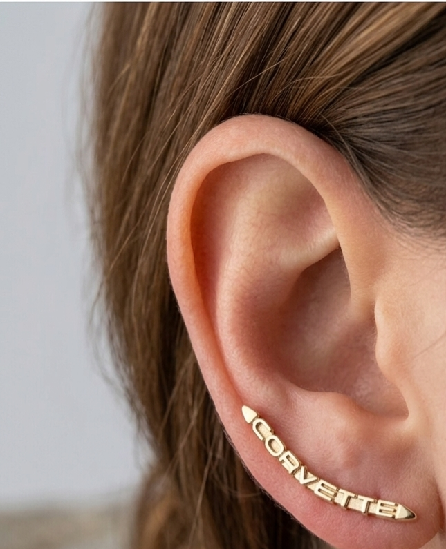 14k Solid Yellow Gold Corvette Earrings