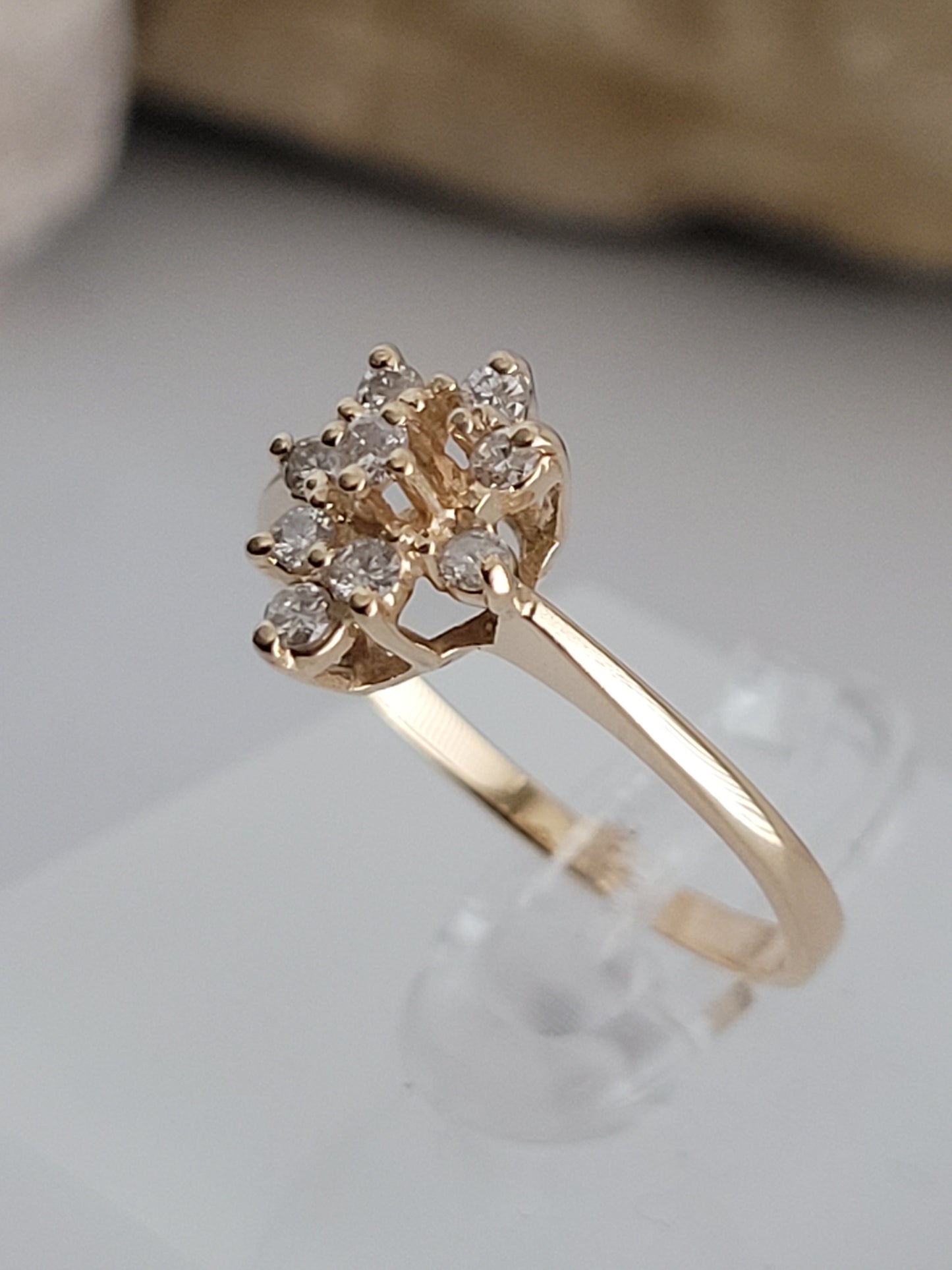 10k Size 7.25 Gorgeous Solid Yellow Gold With Genuine Diamonds Cluster Ring