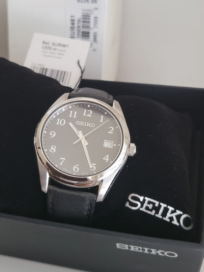 $225, Seiko 40.2mm Sapphire crystal, bold Arabic numerals on a rich black dial