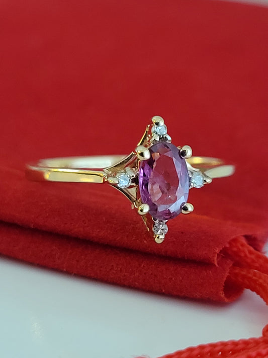 10k Size 6.75 Beautiful Solid Yellow Gold Spinel and Genuine Diamonds Ring!