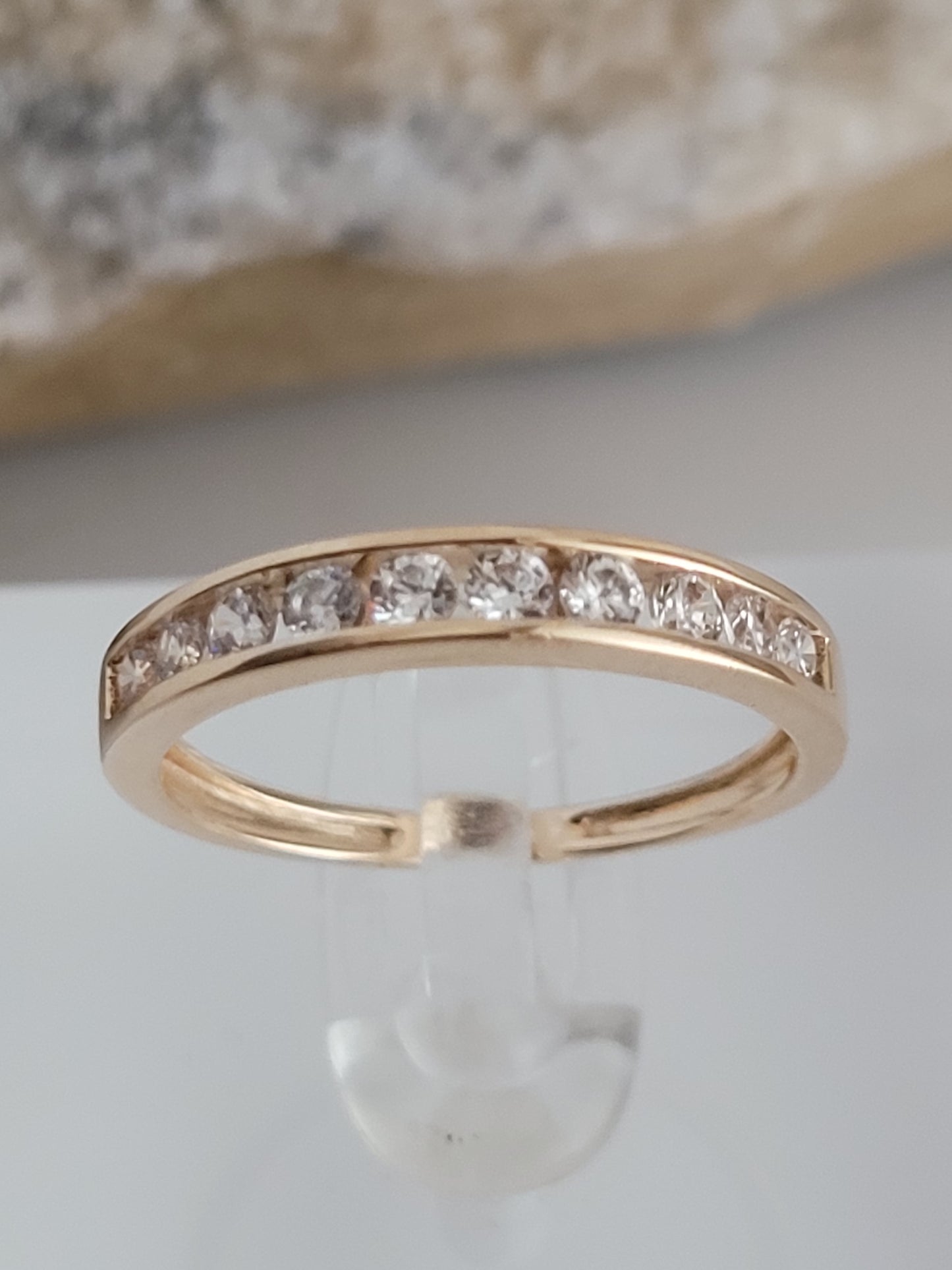 14k Size 7 Fancy Solid Yellow Gold Cubic Zirconia Band Ring!