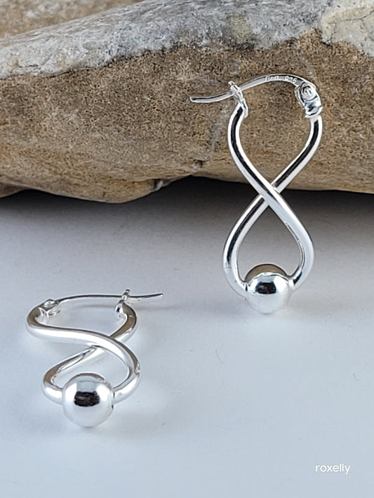 ♥️Sterling Silver Infinity Bead Drop Design Earrings!