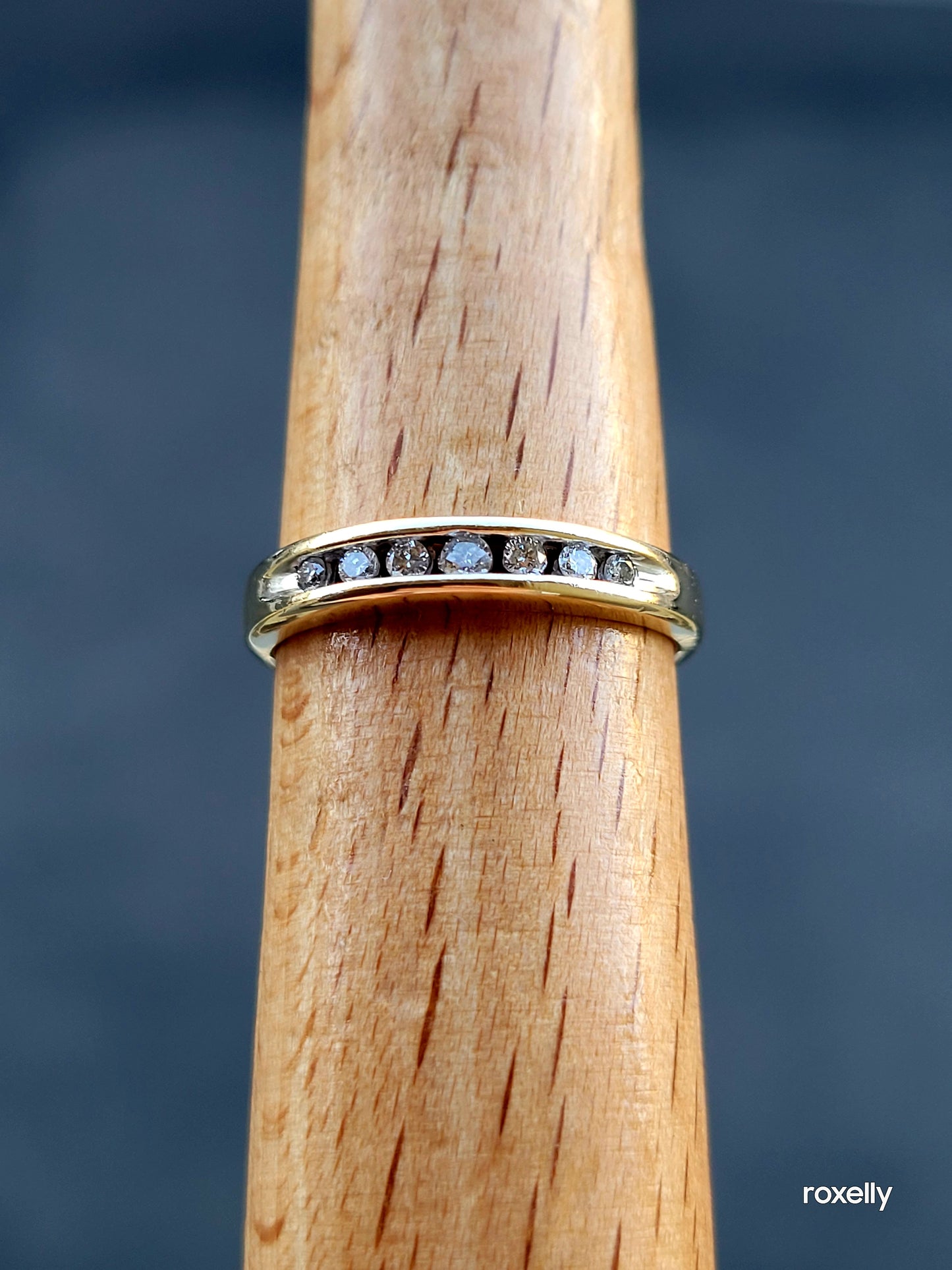 10k Size 6.75 Beautiful Solid Yellow Gold Genuine Diamonds Band Ring!