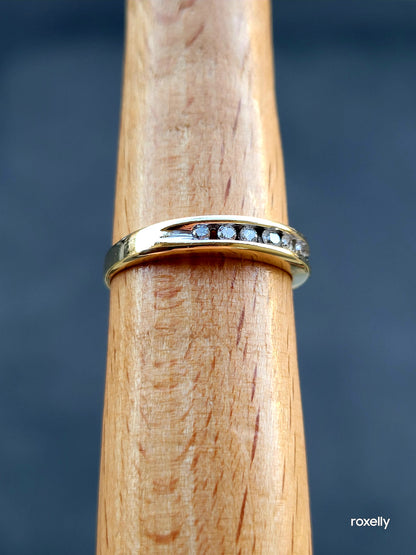 10k Size 6.75 Beautiful Solid Yellow Gold Genuine Diamonds Band Ring!