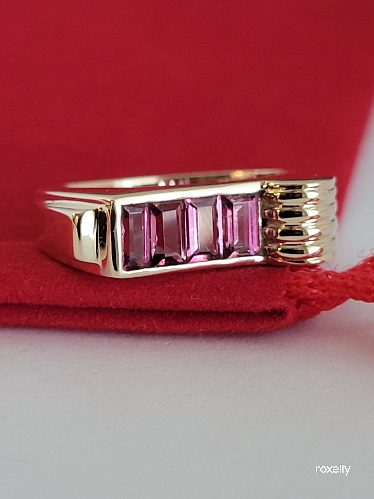 14k Size 6.25 Beautiful Solid Yellow Gold Pink Tourmaline Ring