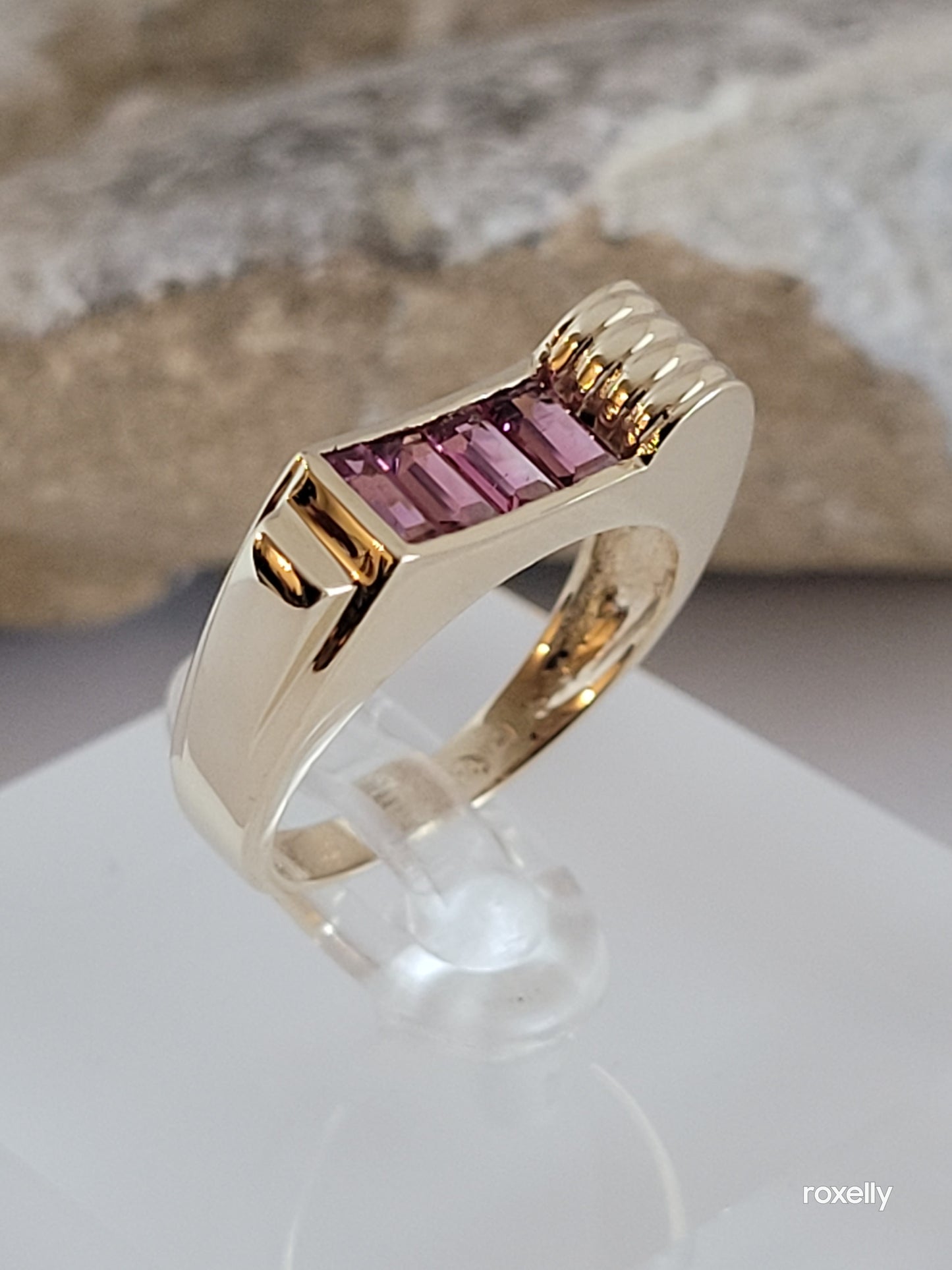 14k Size 6.25 Beautiful Solid Yellow Gold Pink Tourmaline Ring