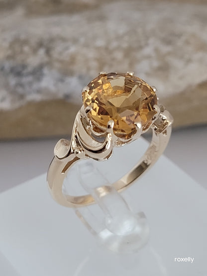 10k Size 6.25 Beautiful Solid Yellow Gold Citrine Gemstone Ring