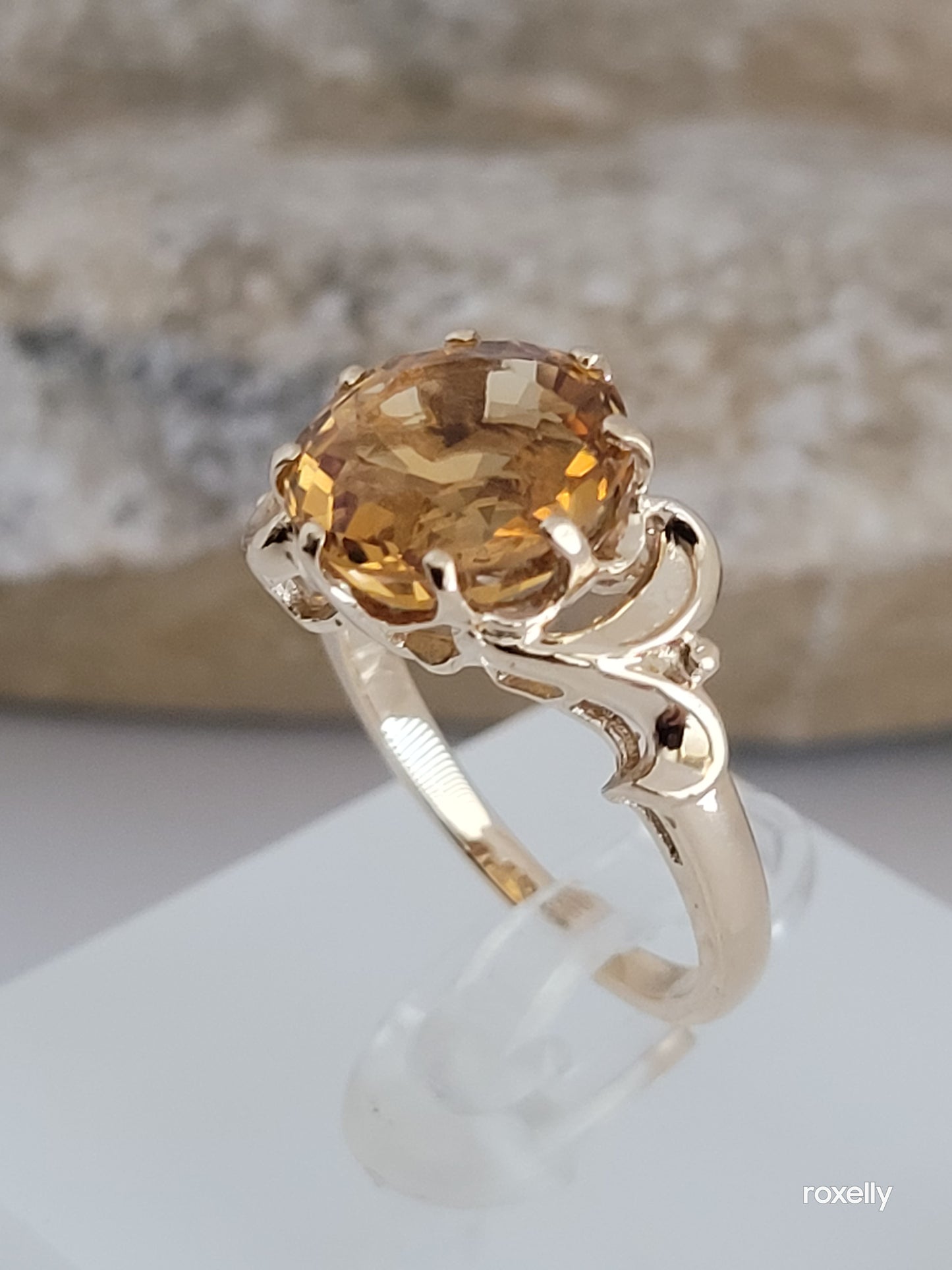 10k Size 6.25 Beautiful Solid Yellow Gold Citrine Gemstone Ring