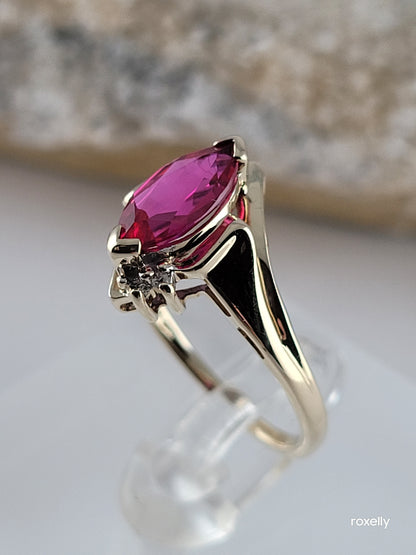 10k Size 6.5 Beautiful Solid Yellow Gold Ruby and Genuine Diamonds Ring