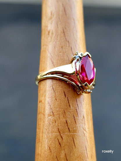 10k Size 6.5 Beautiful Solid Yellow Gold Ruby and Genuine Diamonds Ring