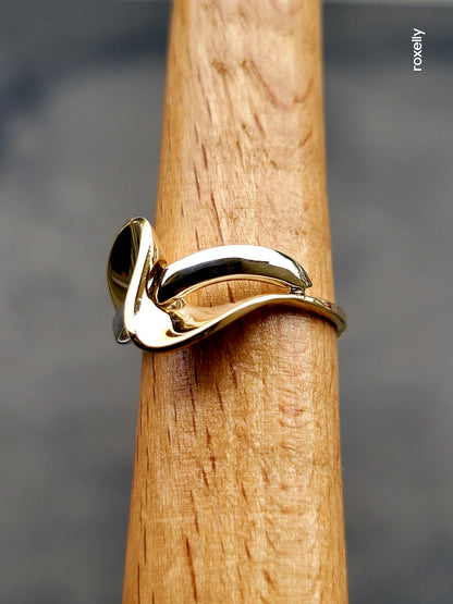 ❤️14k Size 6.5 Elegant Solid White and Yellow Gold Cocktail Ring!