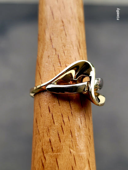 ❤️14k Size 6.5 Elegant Solid White and Yellow Gold Cocktail Ring!