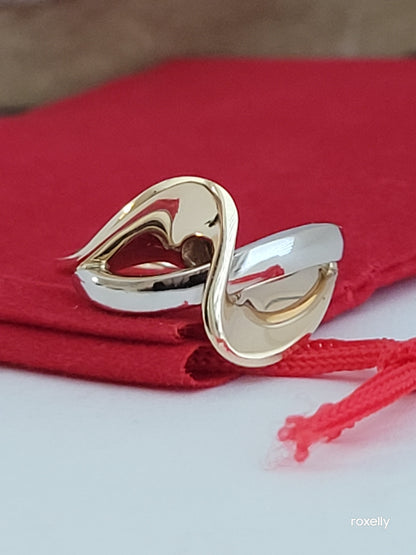 ❤️14k Size 6.5 Elegant Solid White and Yellow Gold Cocktail Ring!