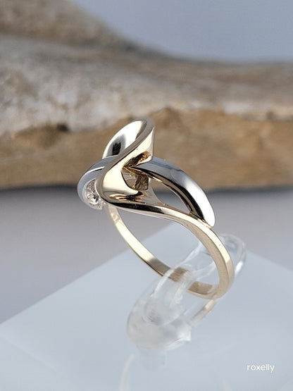 ❤️14k Size 6.5 Elegant Solid White and Yellow Gold Cocktail Ring!