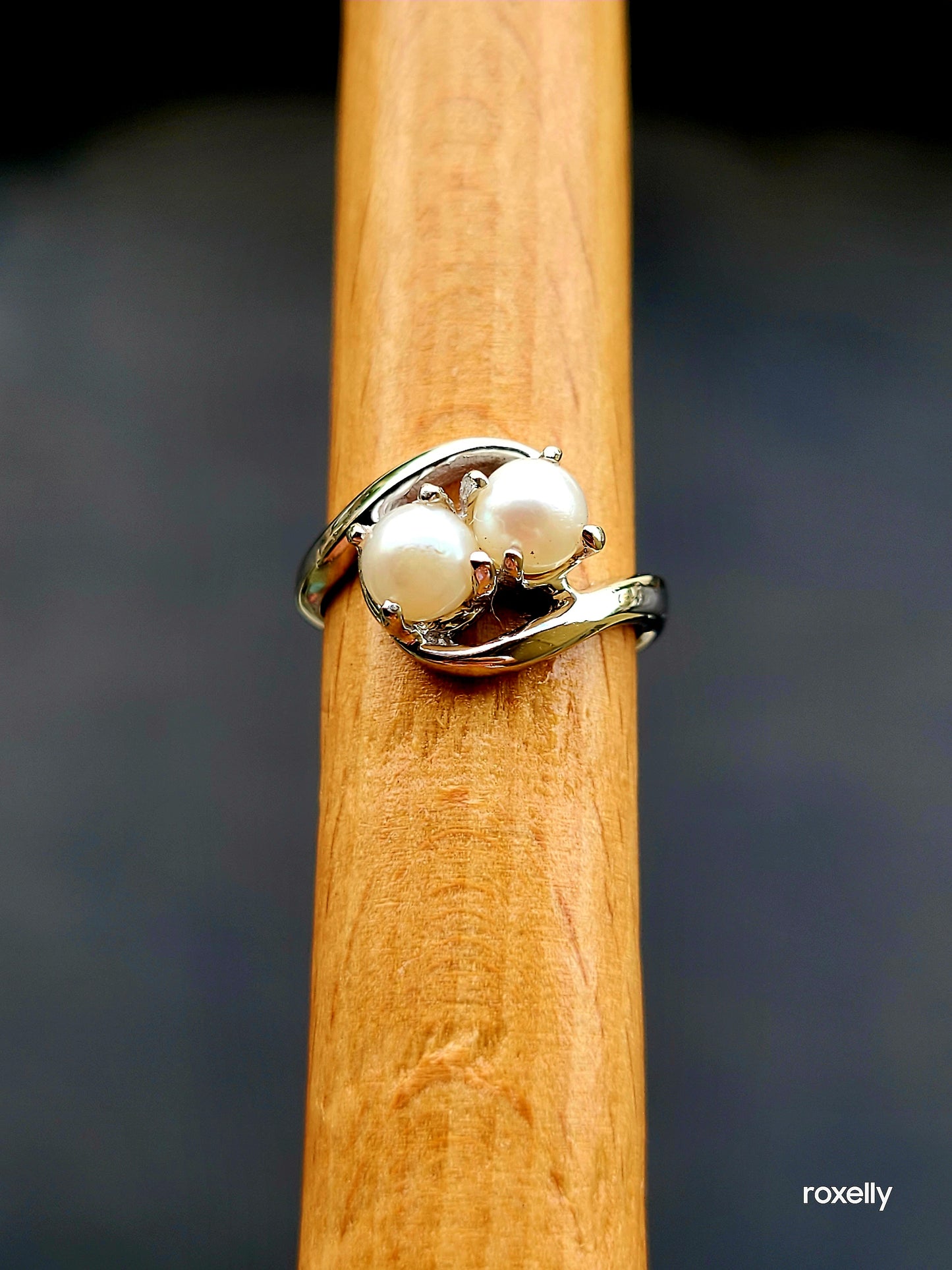 ❤️10k Size 3.25 Precious Solid White Gold Freshwater Pearls Petite Ring!