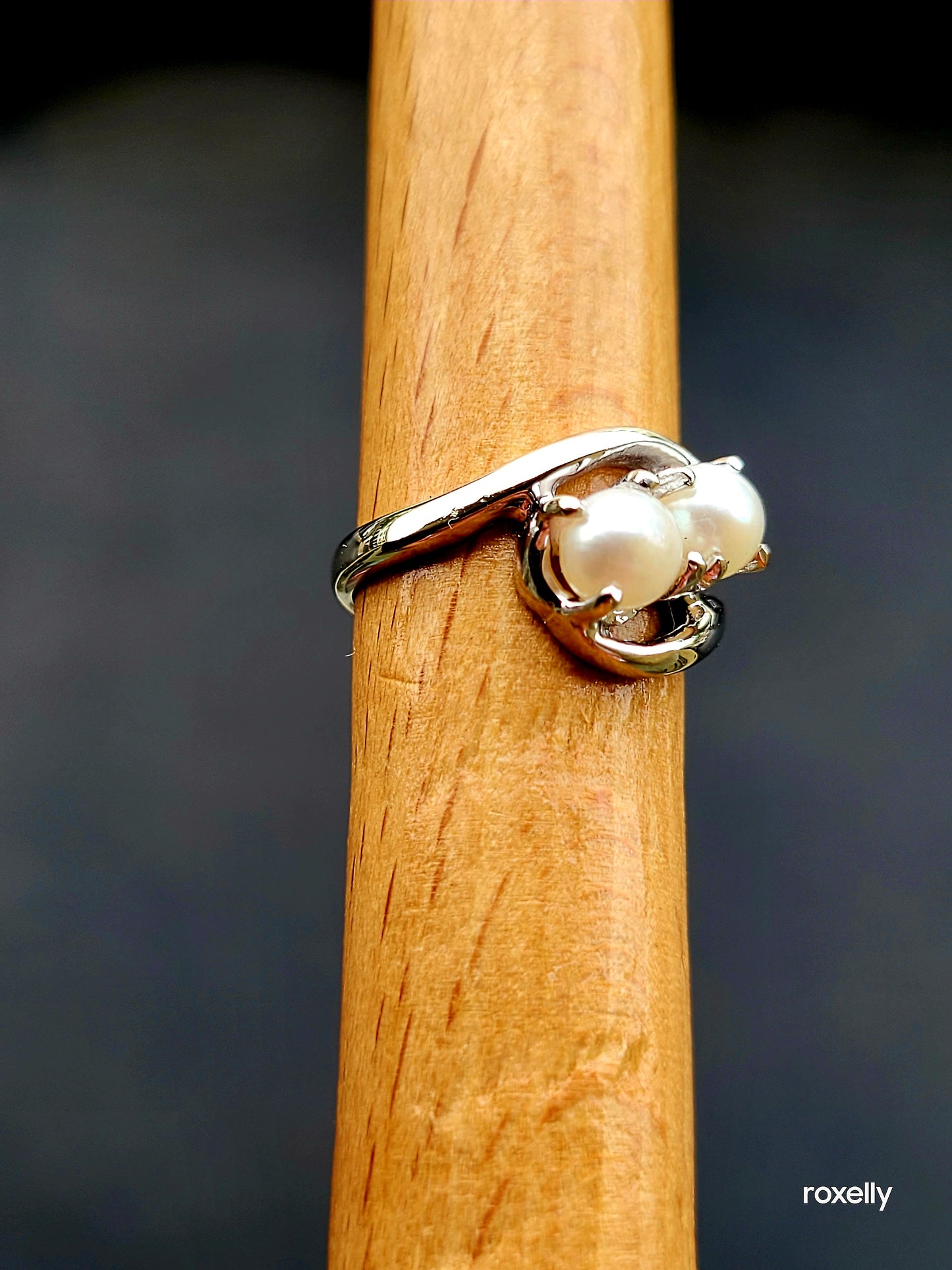 ❤️10k Size 3.25 Precious Solid White Gold Freshwater Pearls Petite Ring!