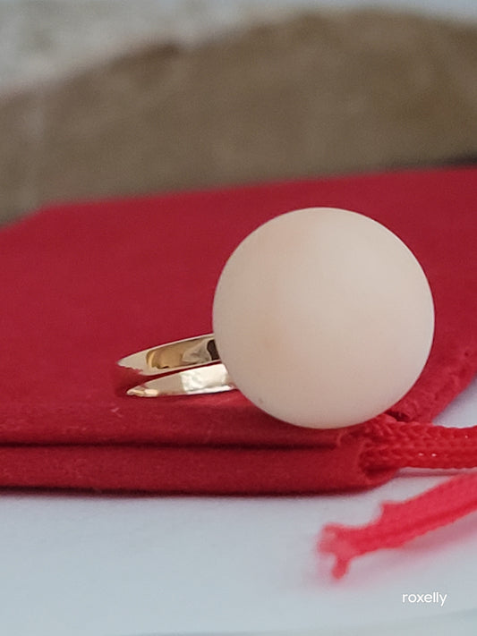 ❤️18k Size 5 Vintage Solid Yellow Gold Angel Skin Coral Ring!