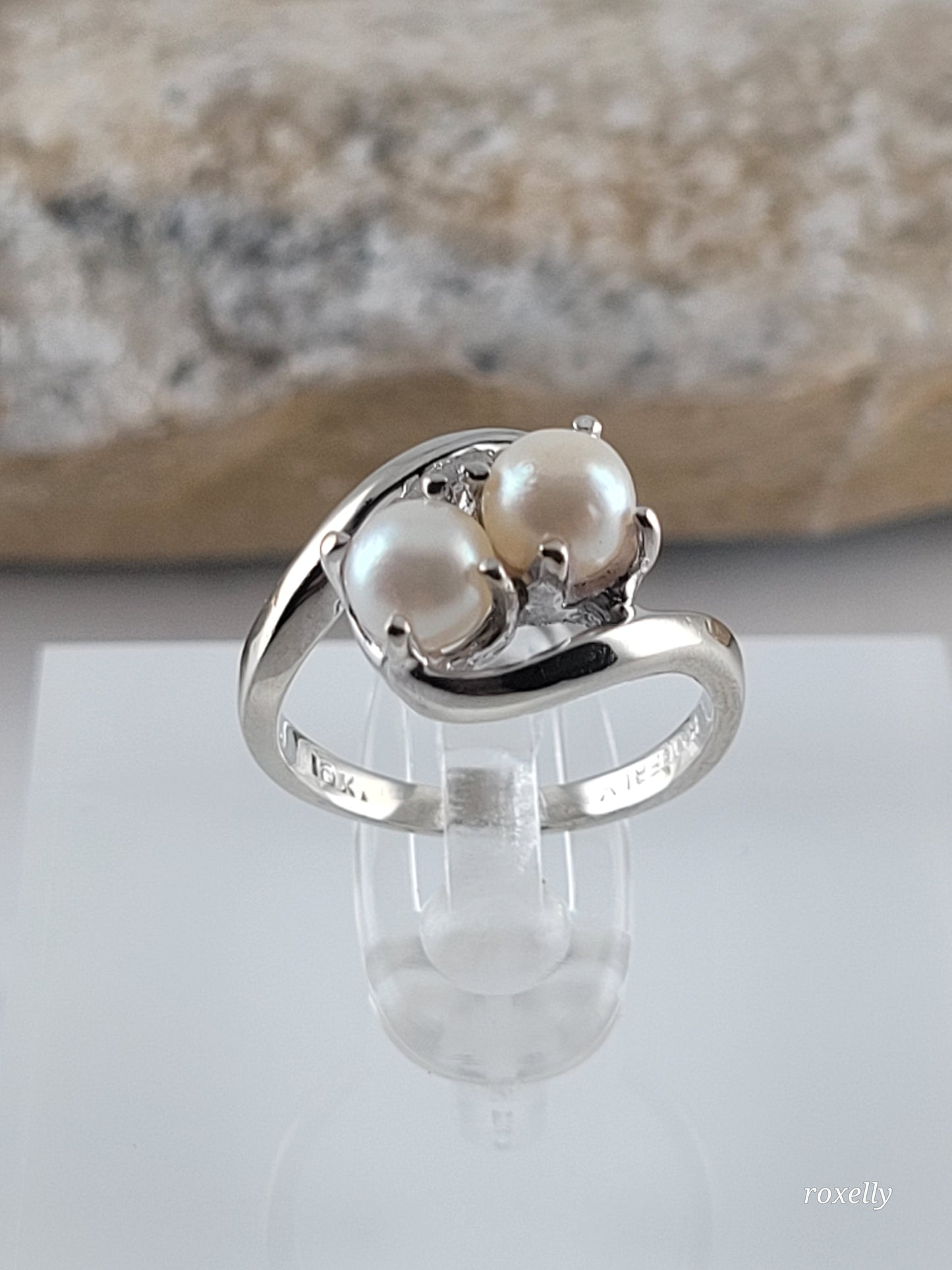 ❤️10k Size 3.25 Precious Solid White Gold Freshwater Pearls Petite Ring!
