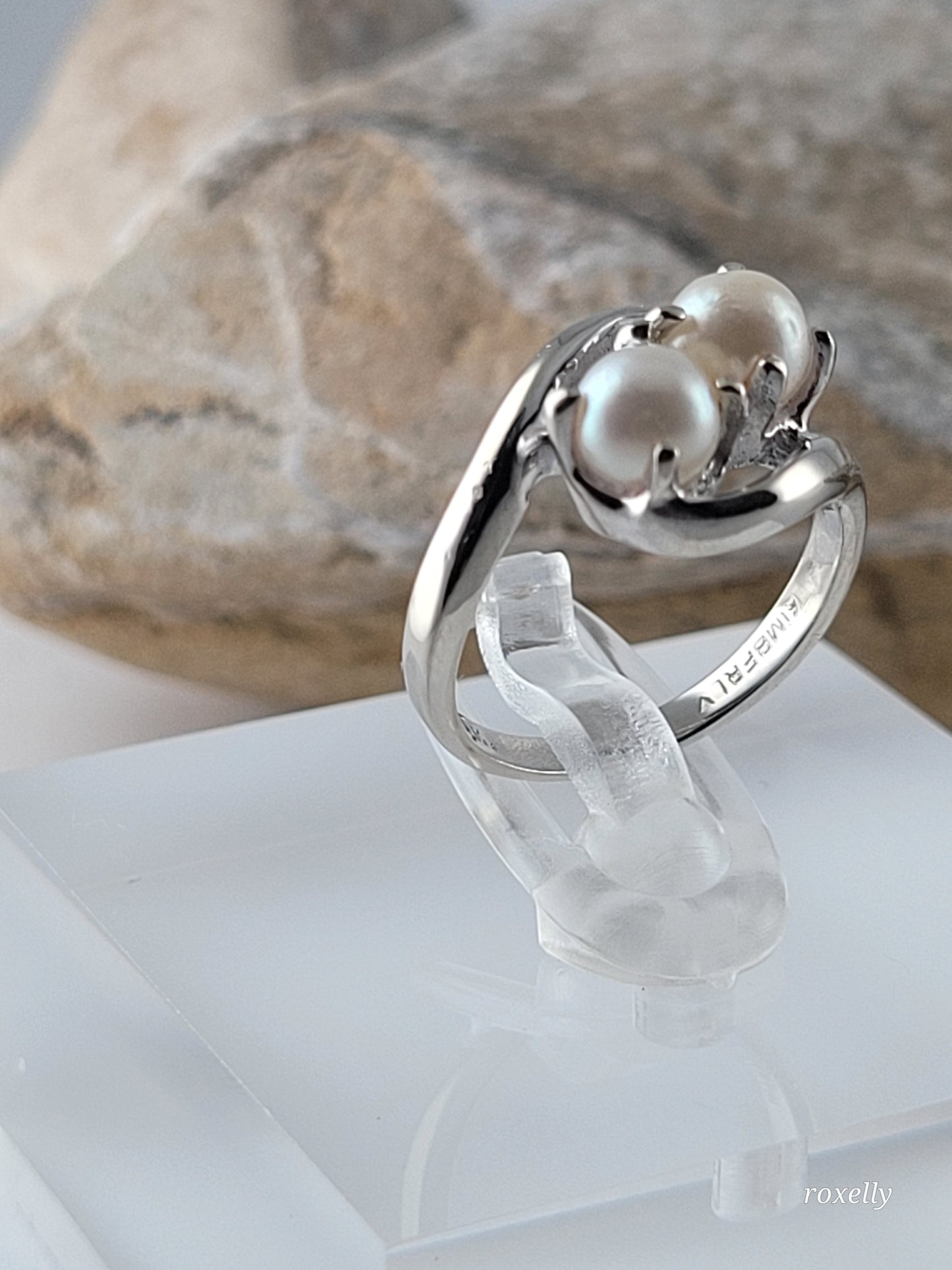 ❤️10k Size 3.25 Precious Solid White Gold Freshwater Pearls Petite Ring!