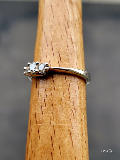 ❤️14k Size 7 Beautiful Solid White Gold Genuine Diamonds Ring!