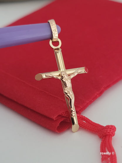 ❤️14k Small Solid Yellow Gold Crucifix Pendant!