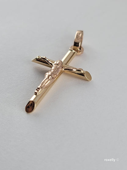 ❤️14k Small Solid Yellow Gold Crucifix Pendant!