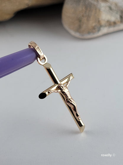 ❤️14k Small Solid Yellow Gold Crucifix Pendant!