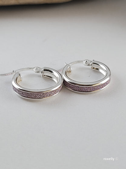 ♥️Sterling Silver Small Sandblasted Hoop Earrings! Bellos Aretes Con Efecto De Arena