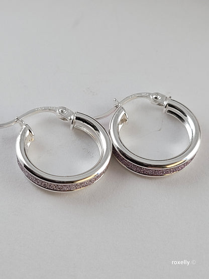 ♥️Sterling Silver Small Sandblasted Hoop Earrings! Bellos Aretes Con Efecto De Arena