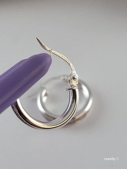 ♥️Sterling Silver Small Sandblasted Hoop Earrings! Bellos Aretes Con Efecto De Arena