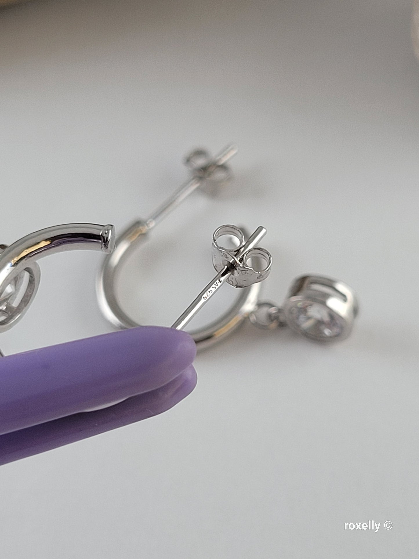 Sterling Silver Cubic Zirconia Round Drop Hoop Earrings