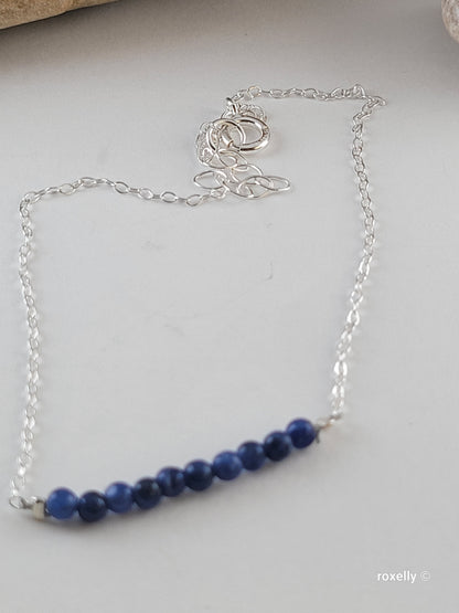 ♥️Sterling Silver Sodalite Beaded Anclet Or Bracelet, Beautiful Tobillera De Plata Esterlina