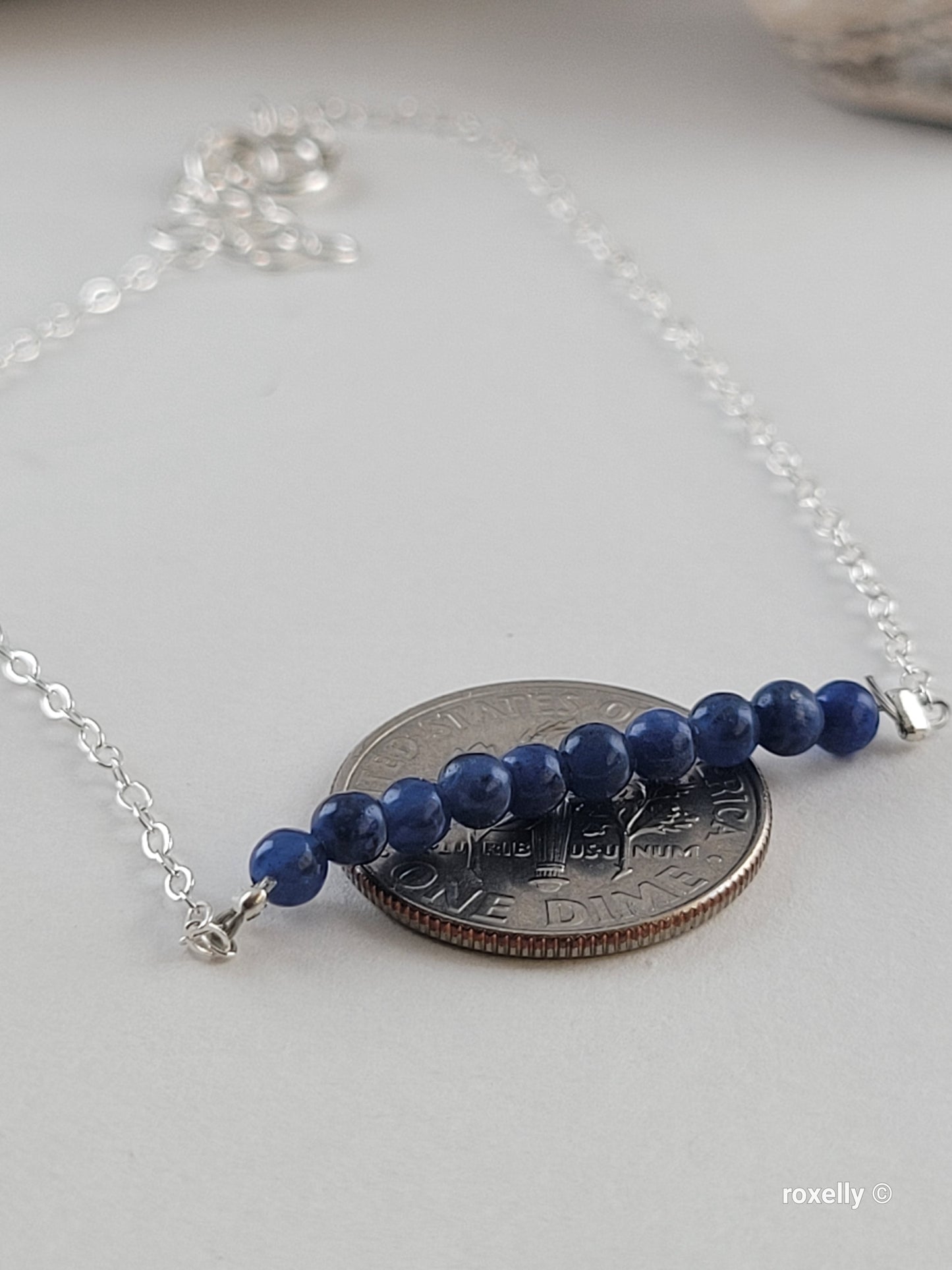 ♥️Sterling Silver Sodalite Beaded Anclet Or Bracelet, Beautiful Tobillera De Plata Esterlina