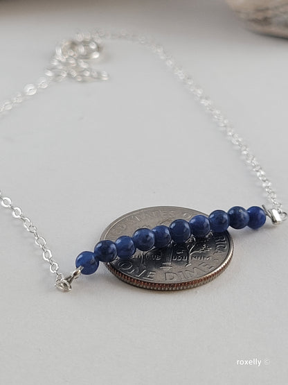 ♥️Sterling Silver Sodalite Beaded Anclet Or Bracelet, Beautiful Tobillera De Plata Esterlina