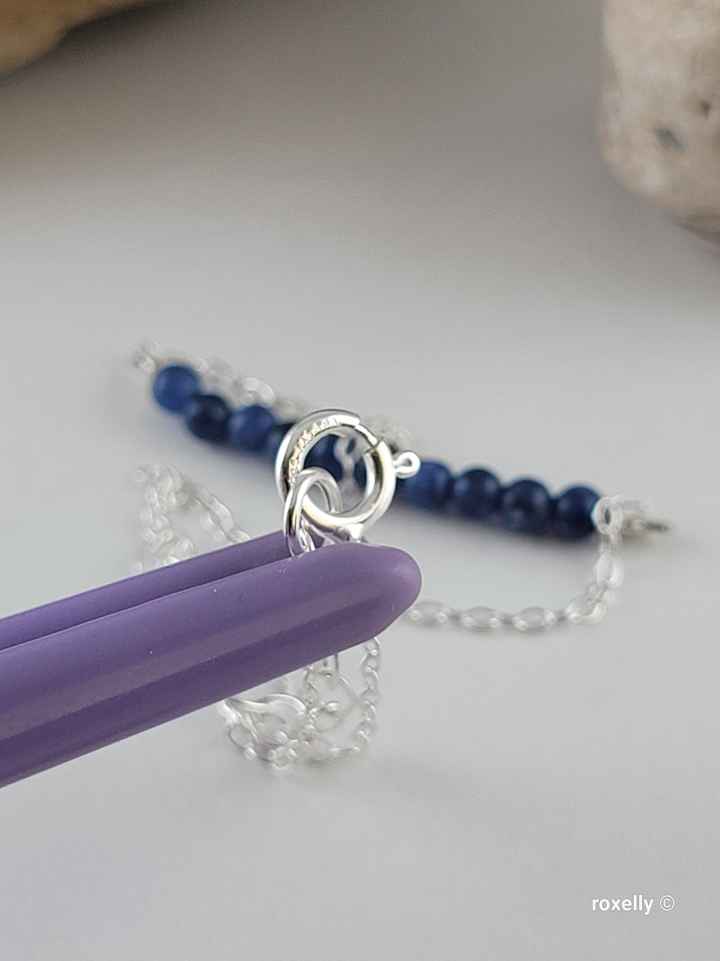 ♥️Sterling Silver Sodalite Beaded Anclet Or Bracelet, Beautiful Tobillera De Plata Esterlina