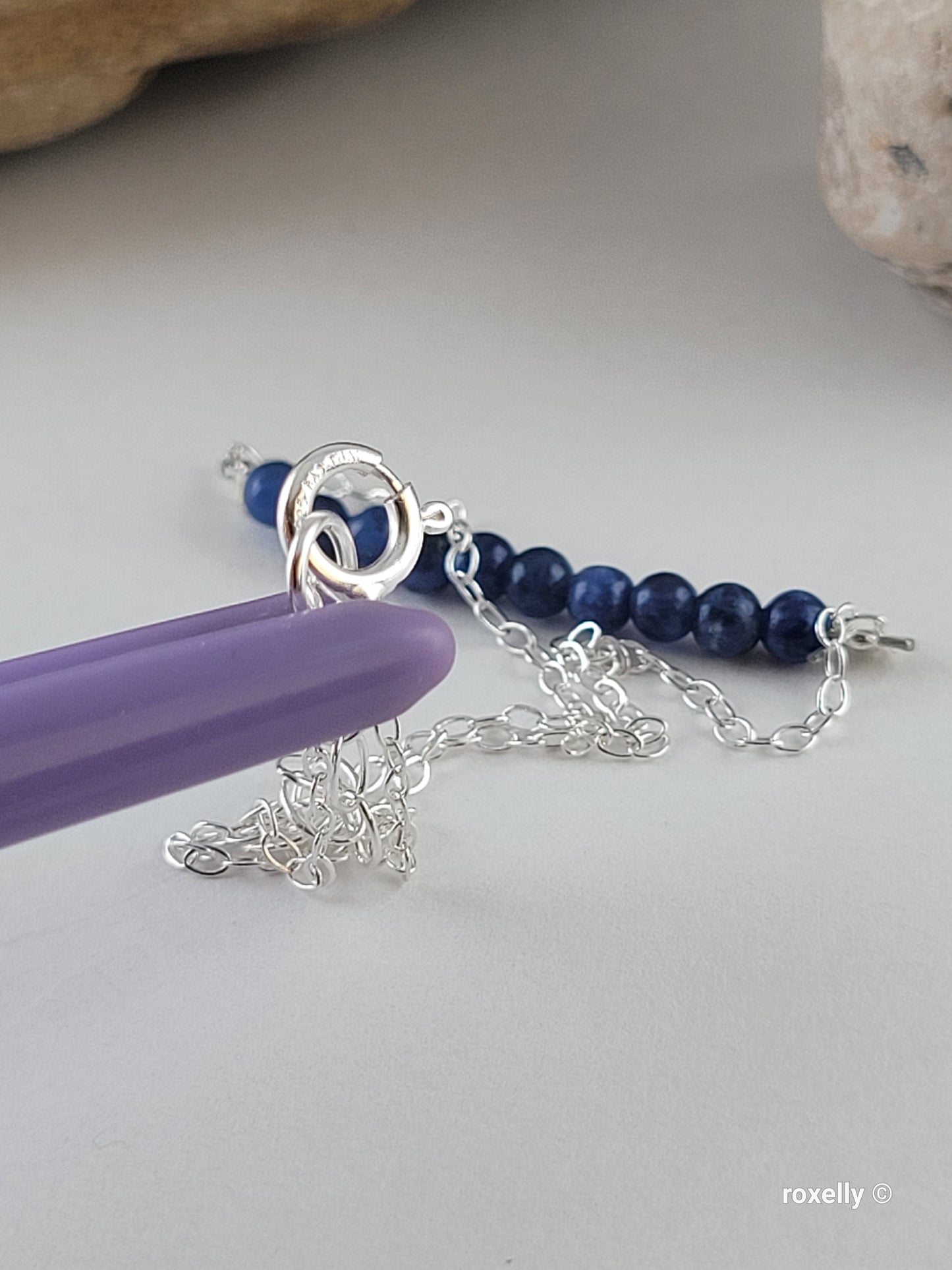 ♥️Sterling Silver Sodalite Beaded Anclet Or Bracelet, Beautiful Tobillera De Plata Esterlina