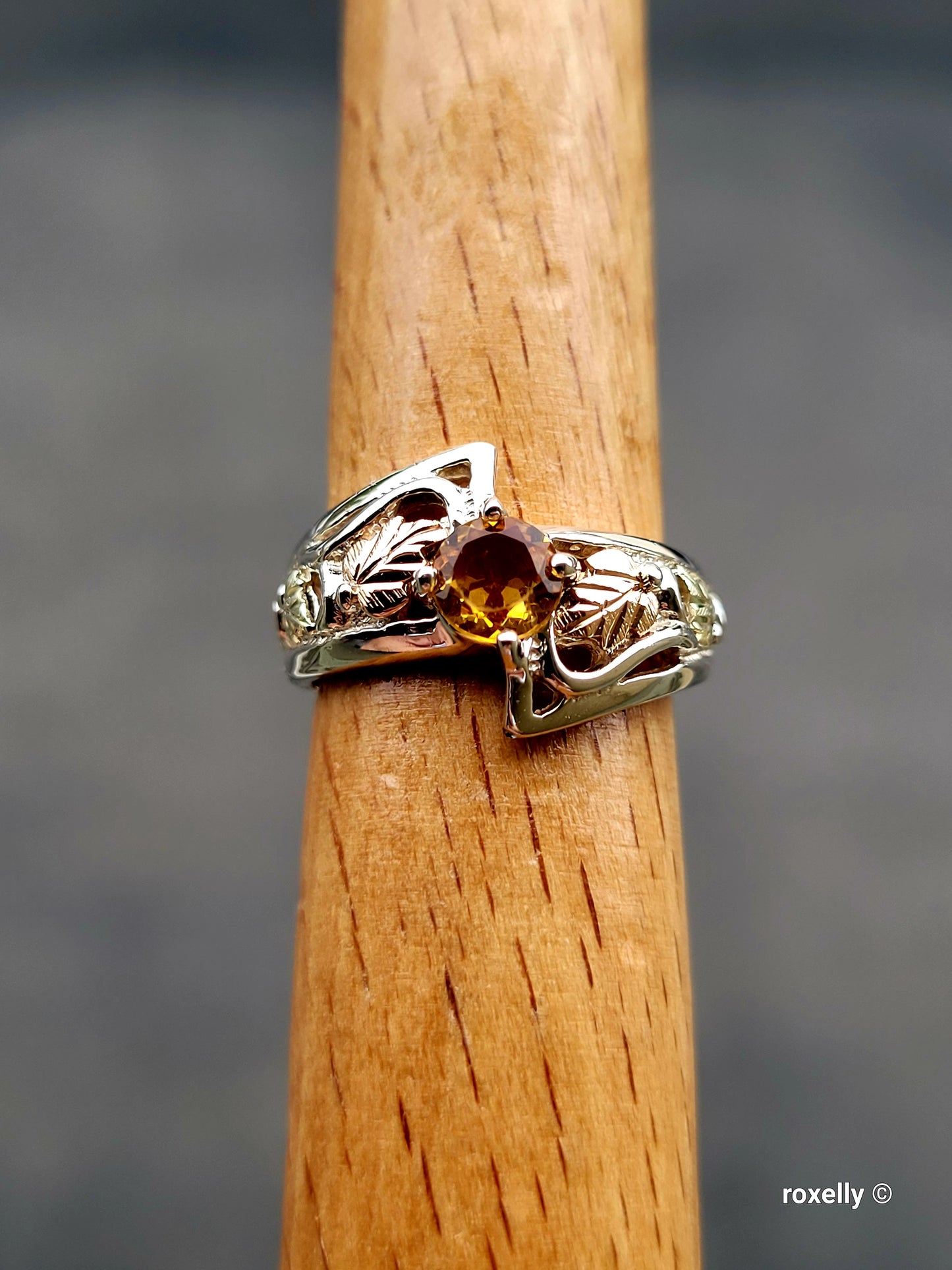 ❤️12k Solid Gold & Sterling Silver Ring Size 5 Citrine Black Hills Style!