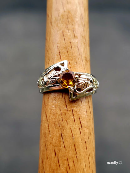 ❤️12k Solid Gold & Sterling Silver Ring Size 5 Citrine Black Hills Style!