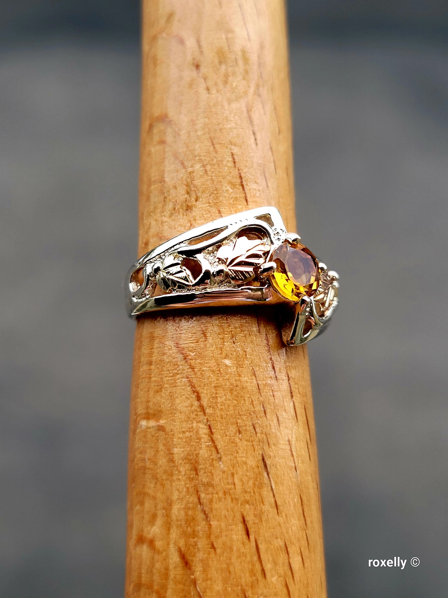 ❤️12k Solid Gold & Sterling Silver Ring Size 5 Citrine Black Hills Style!